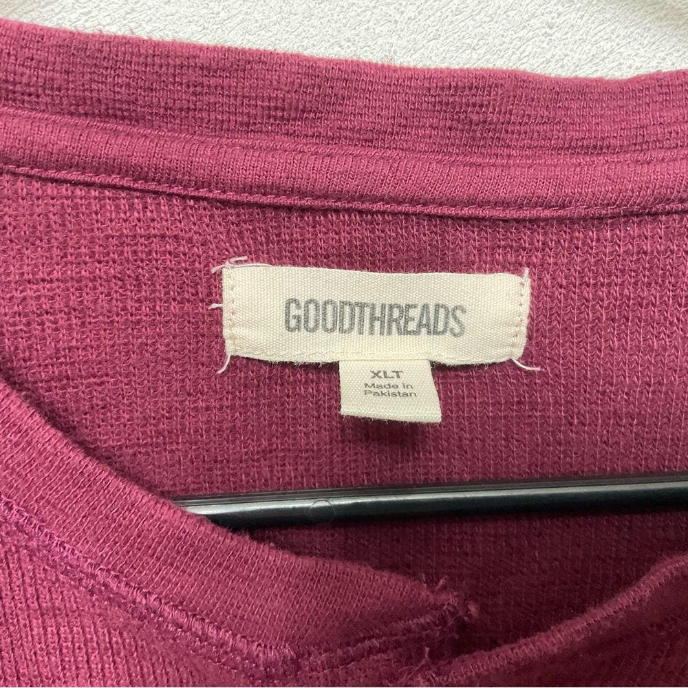 Goodthreads Deep Maroon Purple 3 Button Henley Lo… - image 3